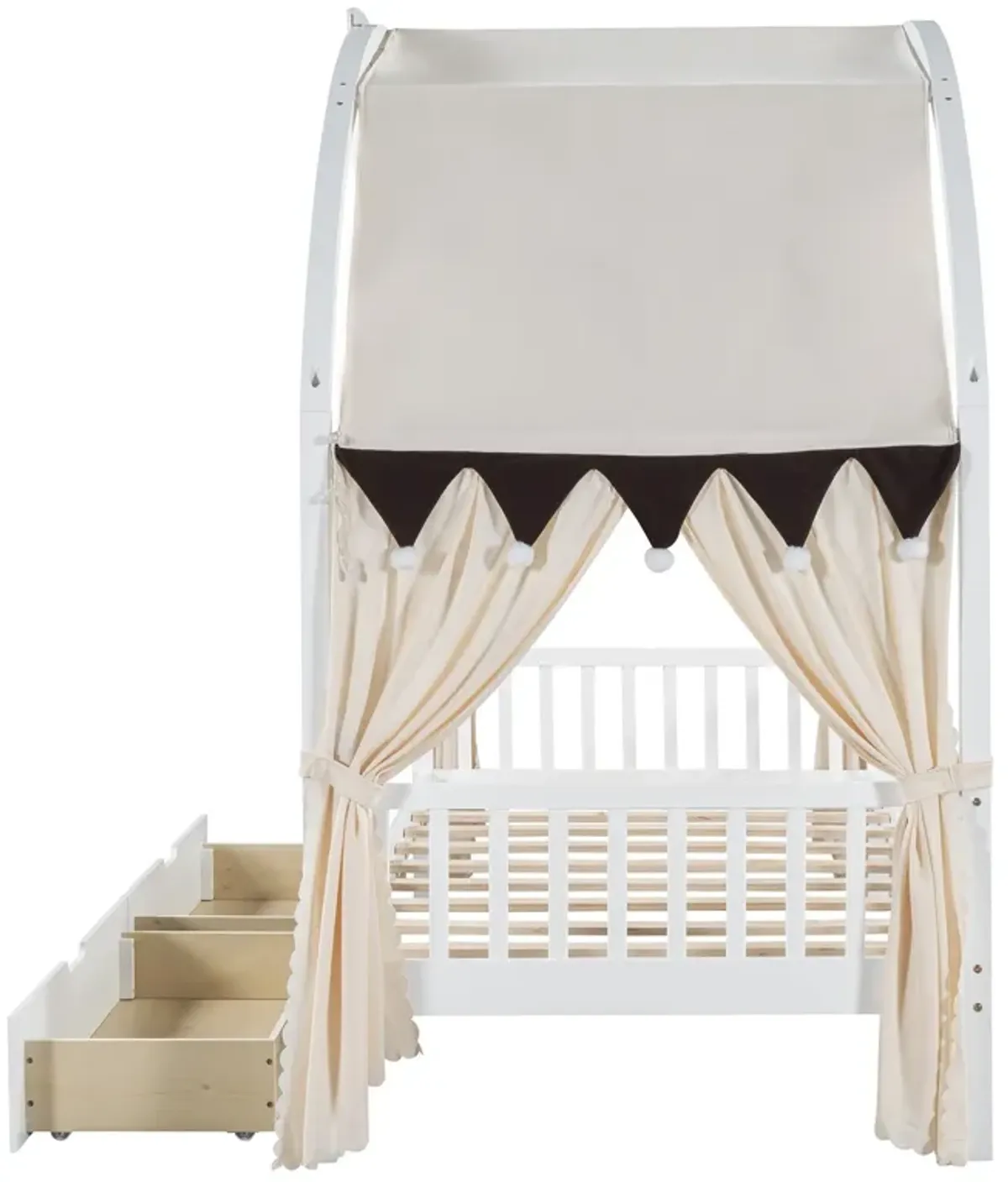 Bed With Arched Roof And 2 Drawers