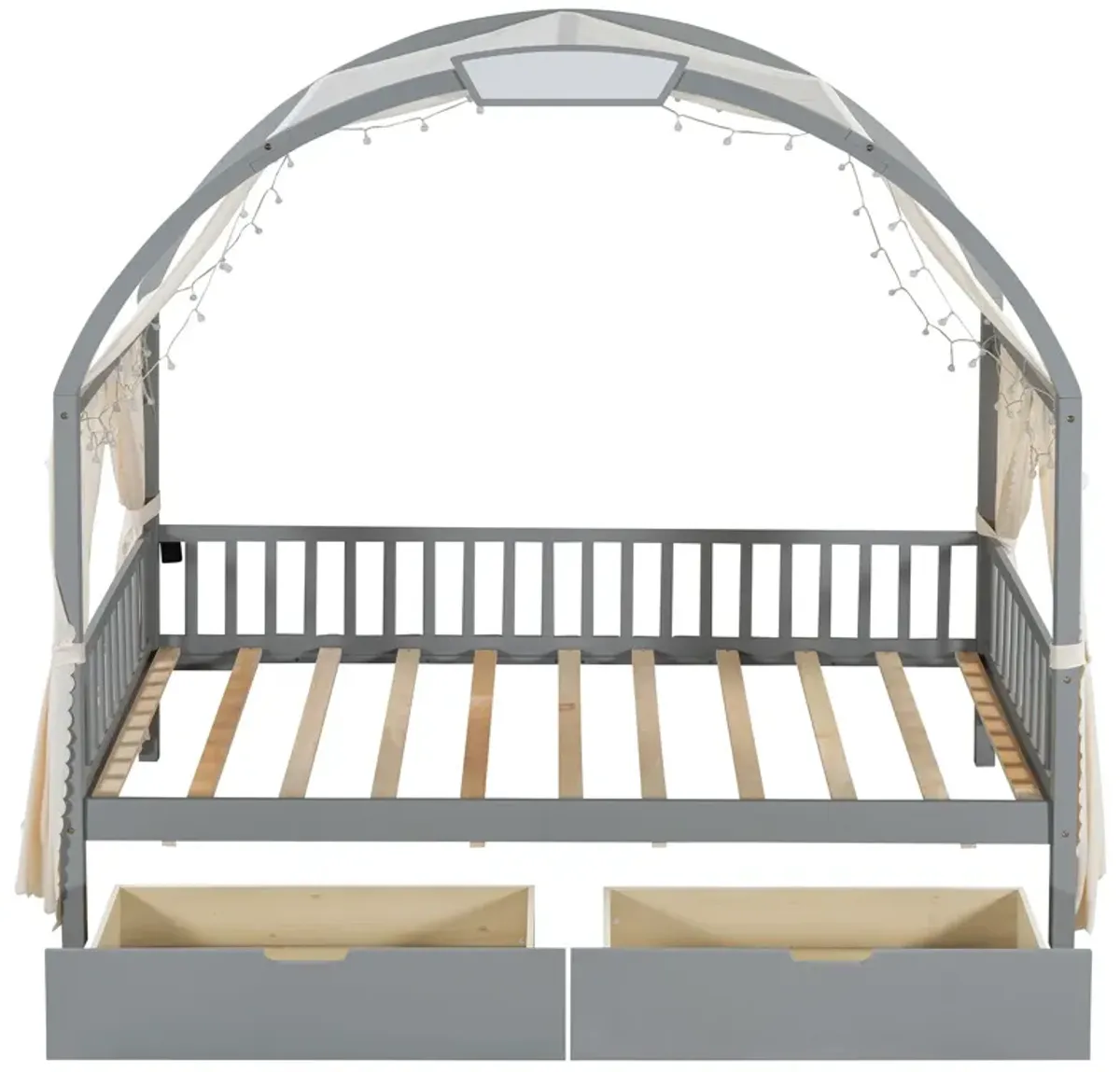 Bed With Arched Roof And 2 Drawers