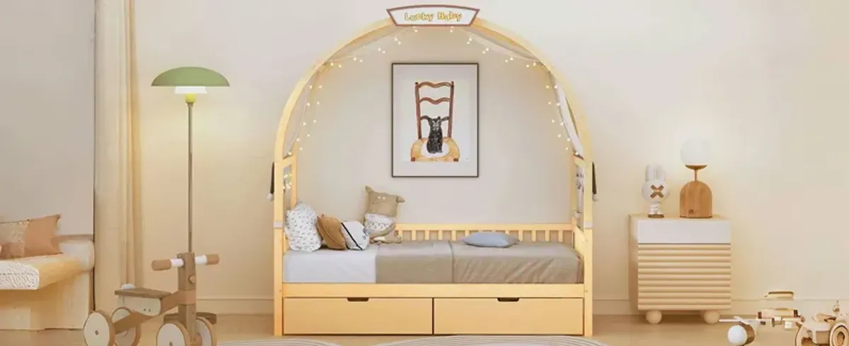 Bed With Arched Roof And 2 Drawers