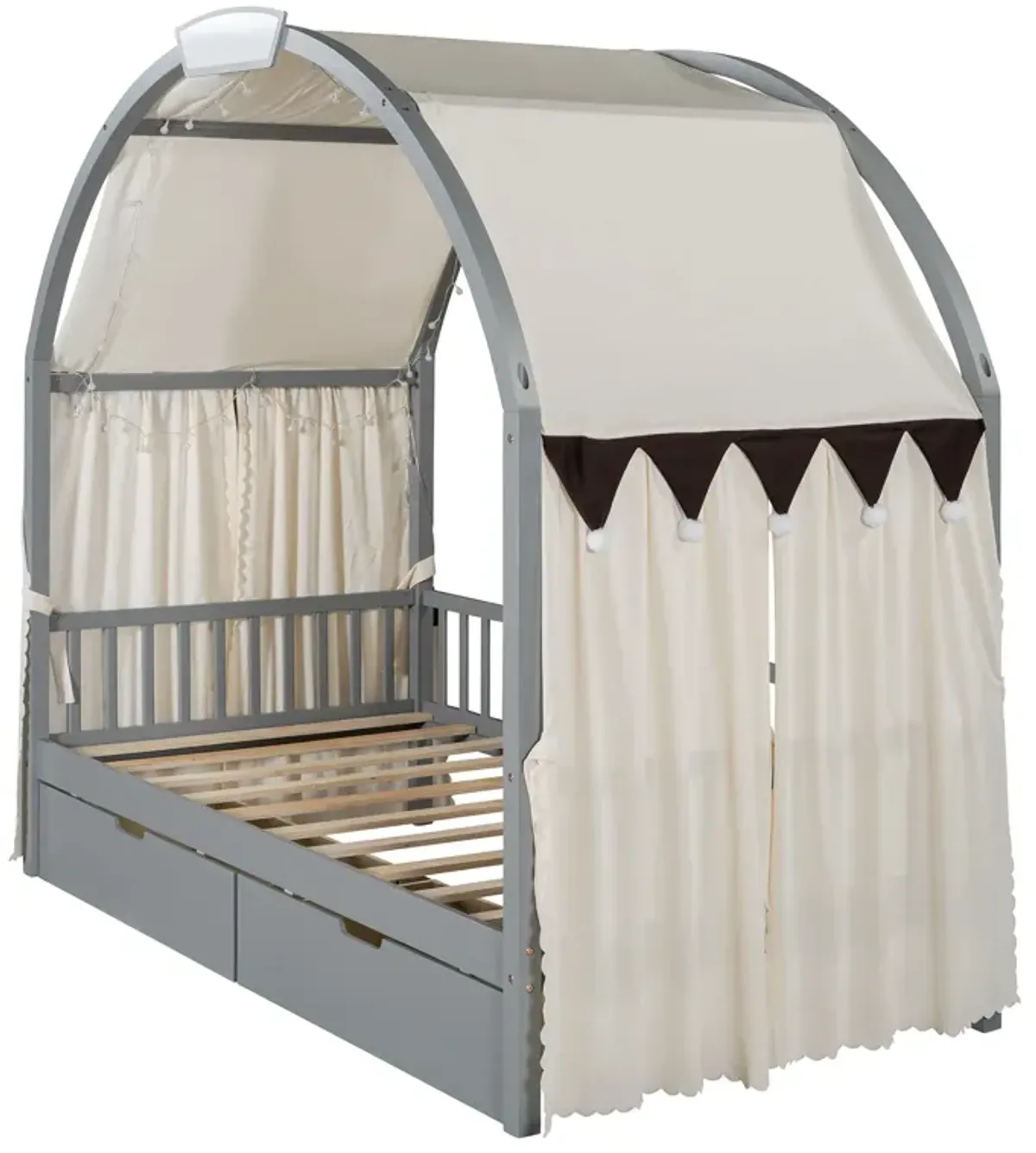 Bed With Arched Roof And 2 Drawers