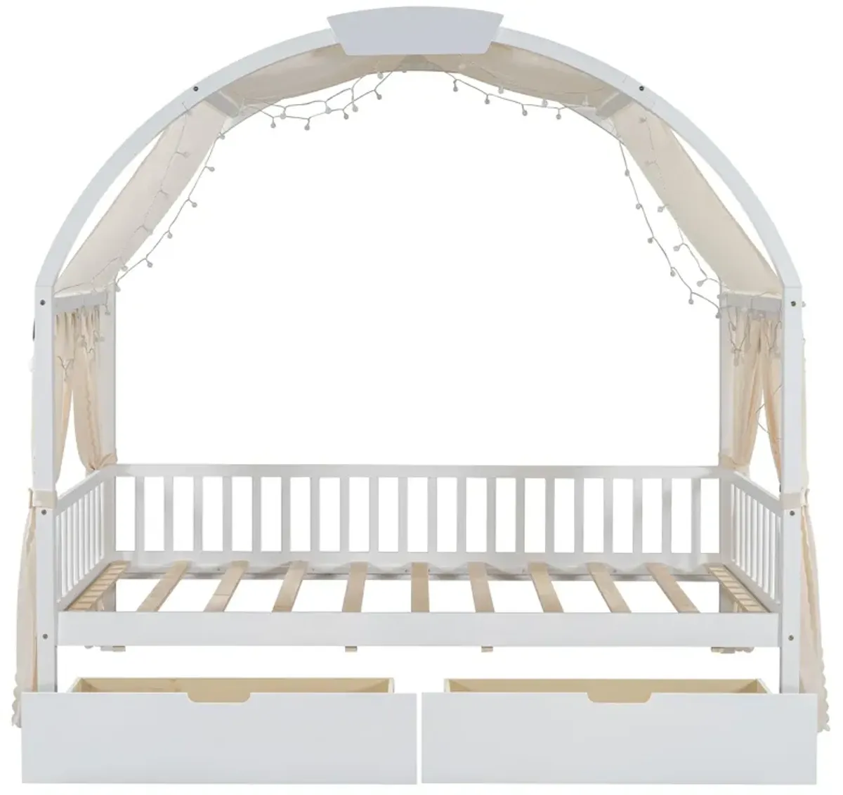 Bed With Arched Roof And 2 Drawers