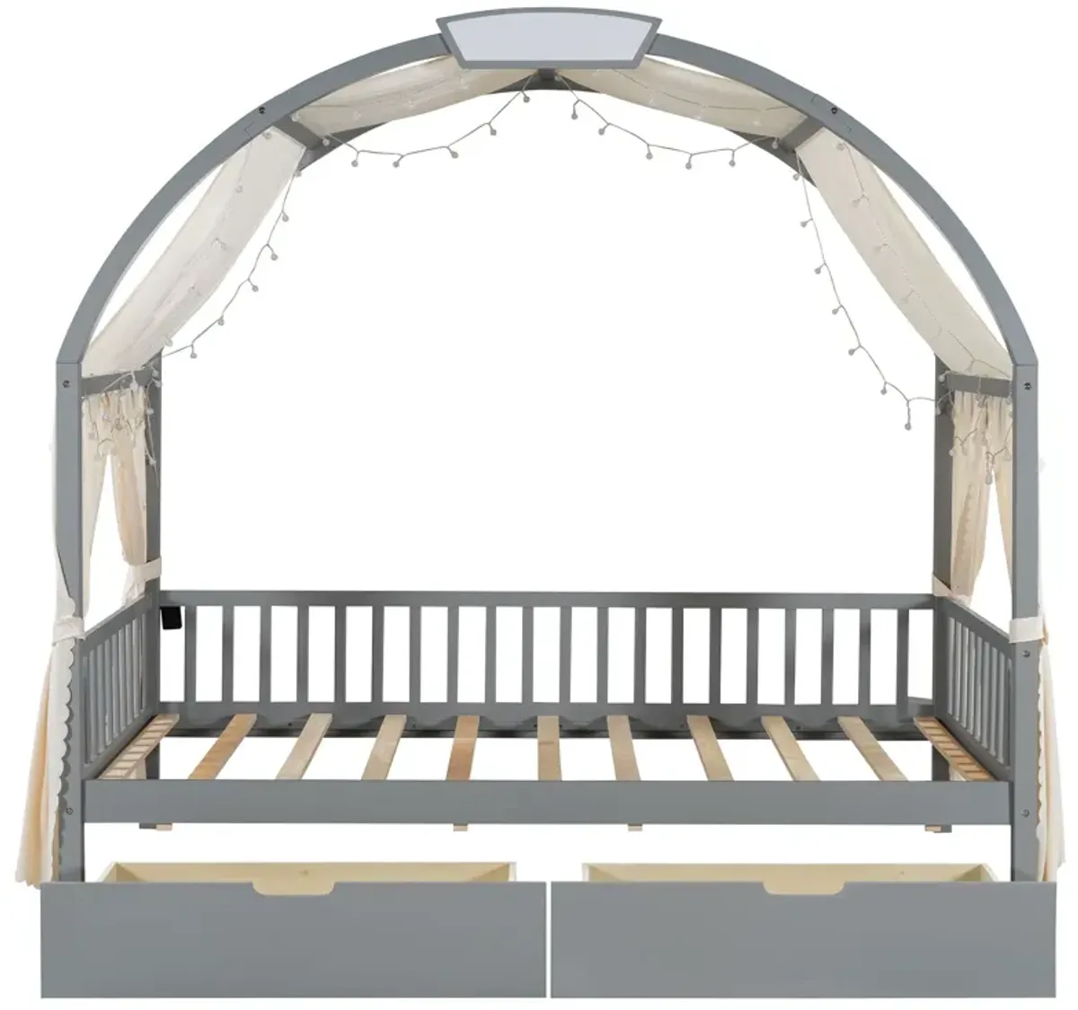 Bed With Arched Roof And 2 Drawers