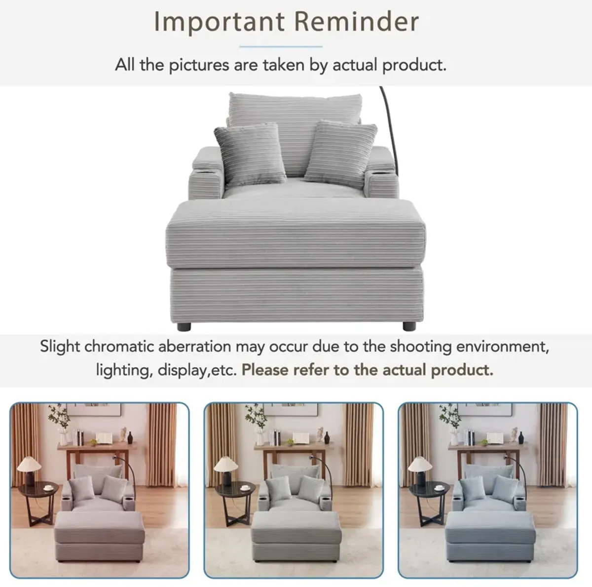 Modern Style Loveseat Sofa Sectional Sofa Couch With Storage Space, A Movable Ottoman, Two USB Ports, Two Cup Holders, A Phone Holder For Living Room