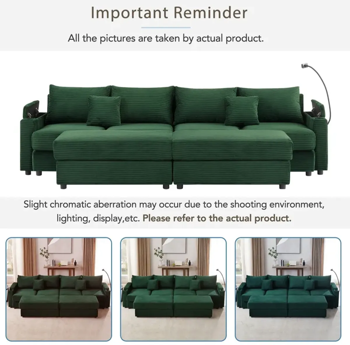 Modern Style Loveseat Sofa Sectional Sofa Couch With Storage Space, A Movable Ottoman, Two USB Ports, Two Cup Holders, A Phone Holder For Living Room