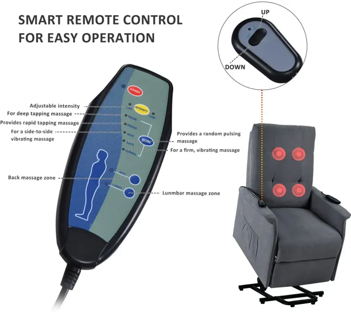 Power Lift Chair For With Adjustable Massage Function Recliner Chair For Living Room