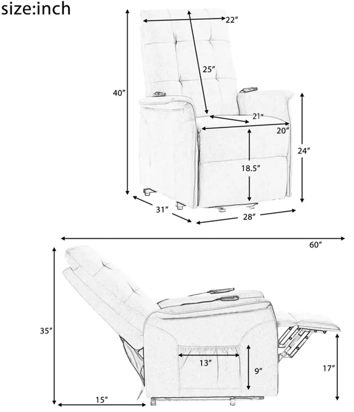 Power Lift Chair For With Adjustable Massage Function Recliner Chair For Living Room