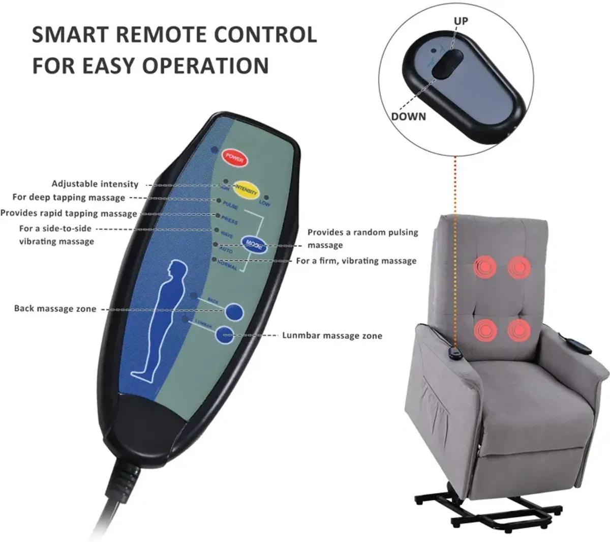 Power Lift Chair For With Adjustable Massage Function Recliner Chair For Living Room