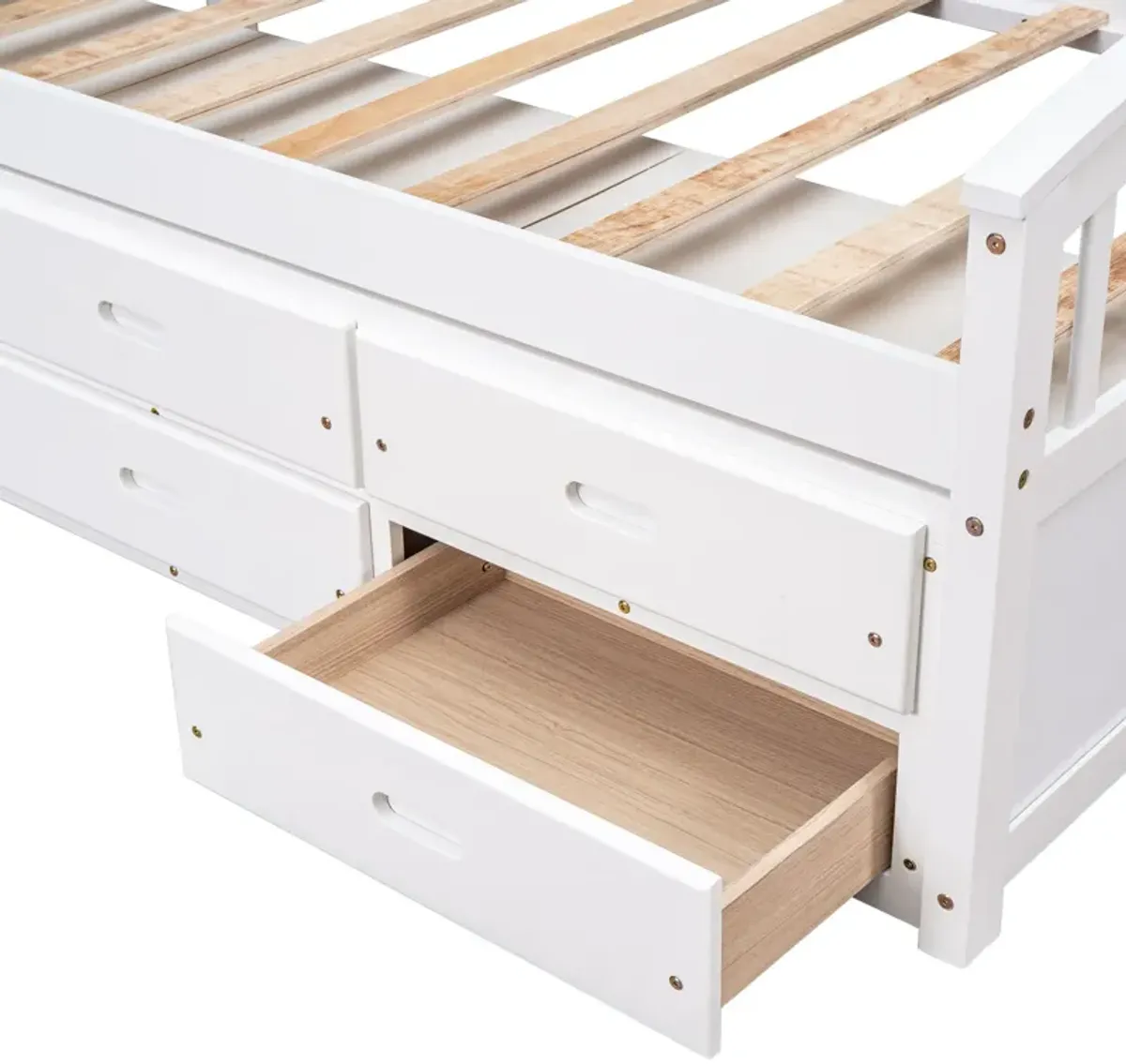 Platform Storage Bed Solid Wood Bed With 6 Drawers