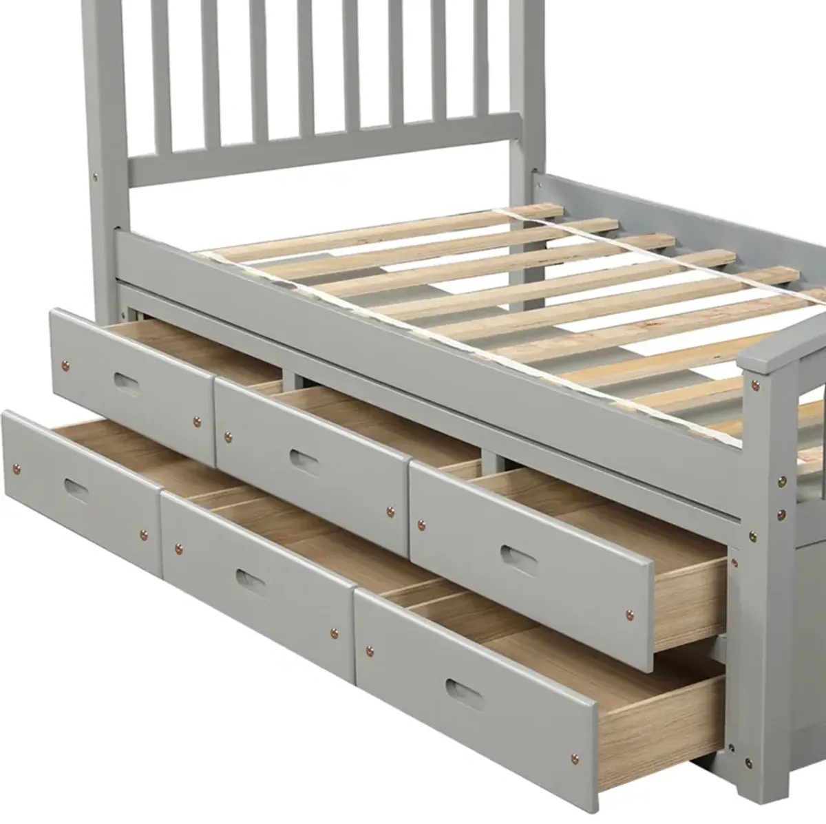 Platform Storage Bed Solid Wood Bed With 6 Drawers