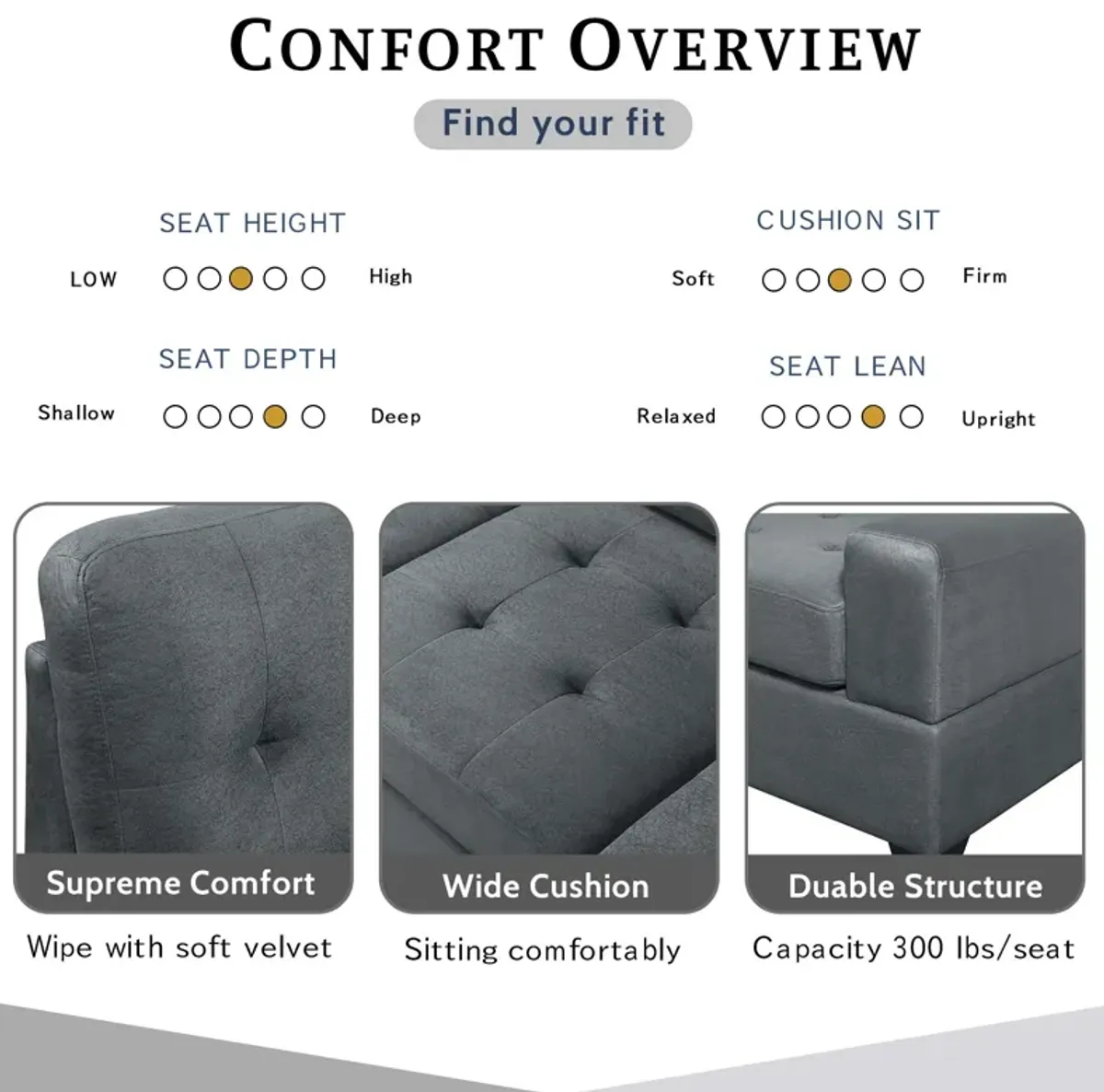 Sectional Sofa With Reversible Chaise Lounge, L-Shaped Couch With Storage Ottoman And Cup Holders