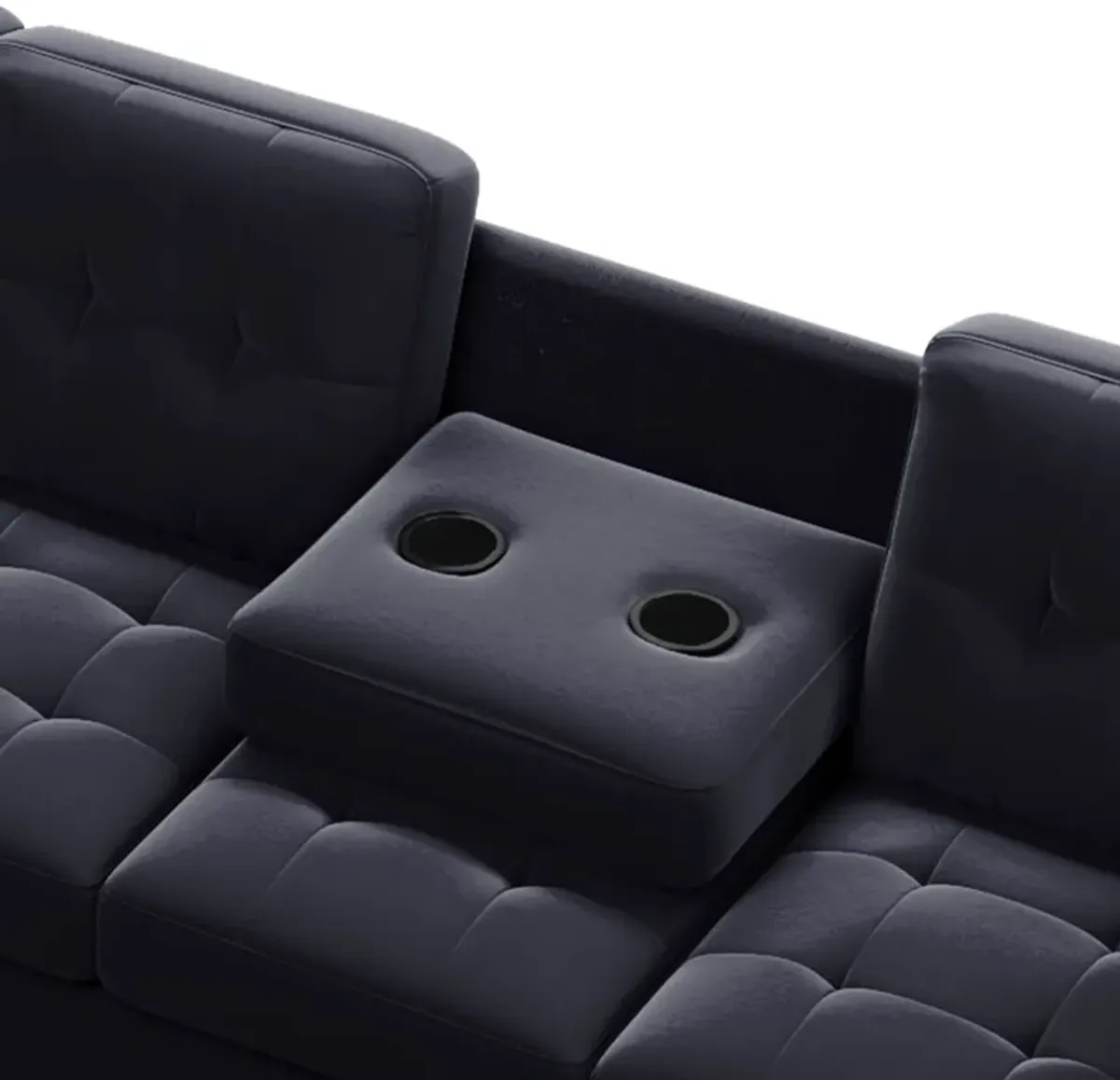 Modern Sectional Sofa With Reversible Chaise, L Shaped Couch Set With Storage Ottoman And Two Cup Holders For Living Room