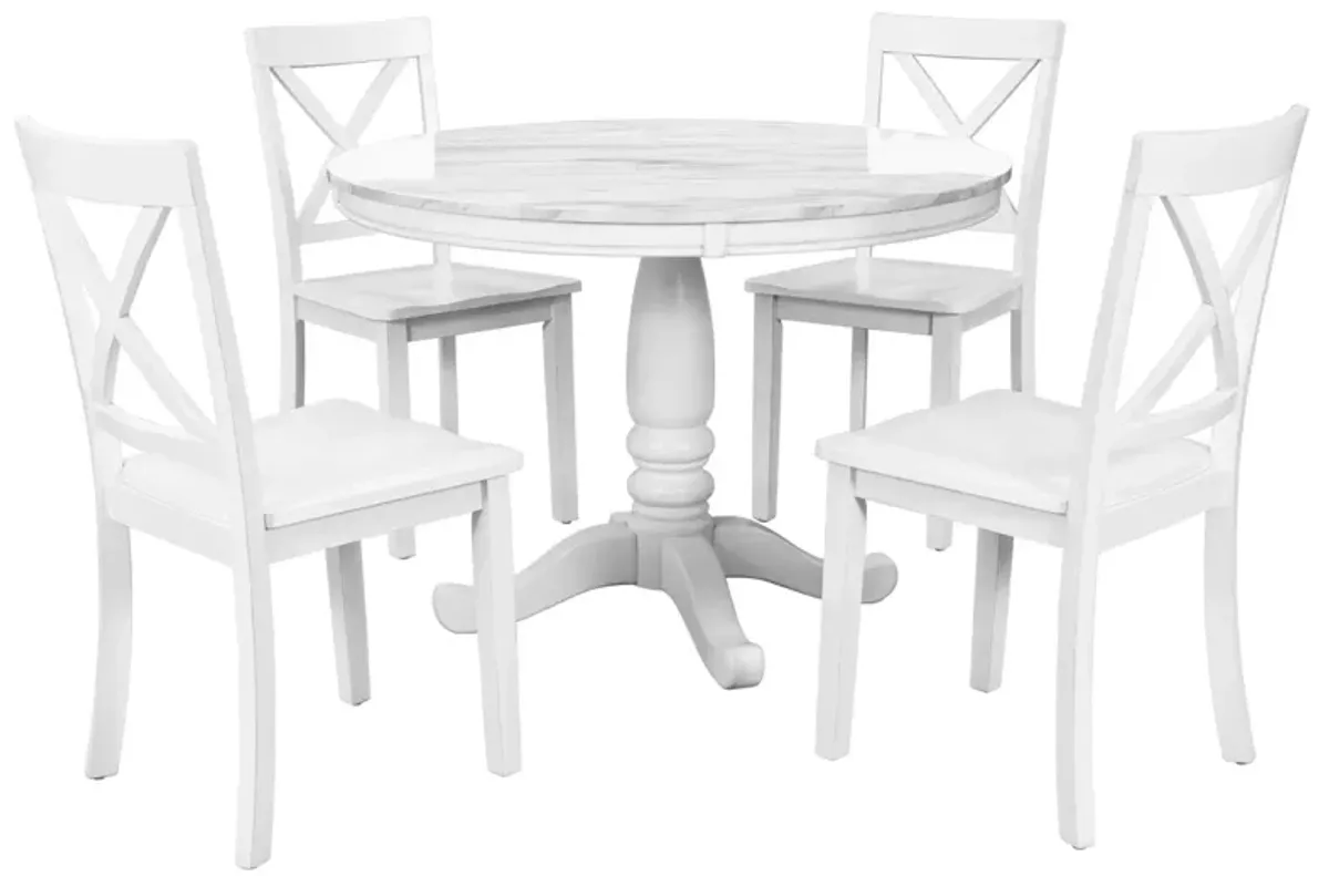 5 Pieces Dining Table And Chairs Set For 4 Persons, Kitchen Room Solid Wood Table With 4 Chairs