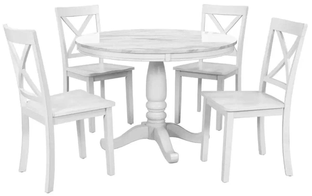 5 Pieces Dining Table And Chairs Set For 4 Persons, Kitchen Room Solid Wood Table With 4 Chairs