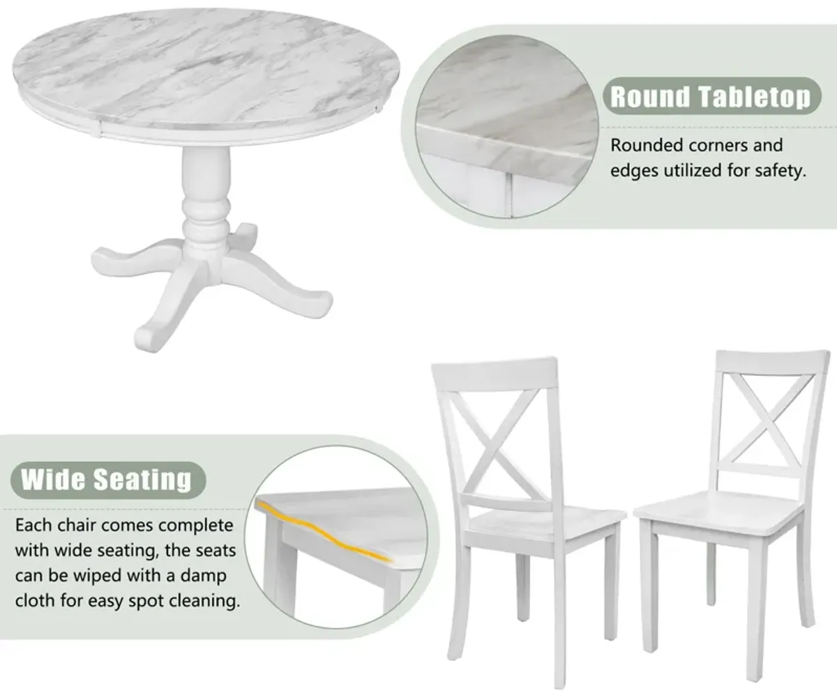 5 Pieces Dining Table And Chairs Set For 4 Persons, Kitchen Room Solid Wood Table With 4 Chairs