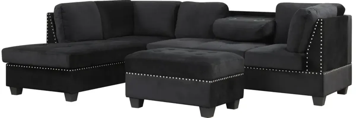 Reversible Sectional Sofa Space Saving With Storage Ottoman Rivet Ornament L-Shape Couch For Small Or Large Space Dorm Apartment