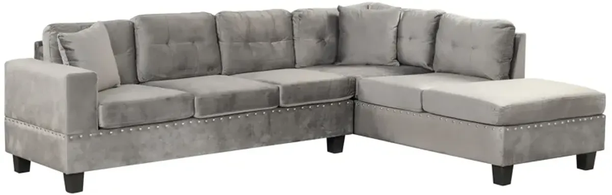 Modern Sectional Sofa With Storage Ottoman, L-Shape Couch With 2 Pillows And Cup Holder, Sectional Sofa With Reversible Chaise For Living Room