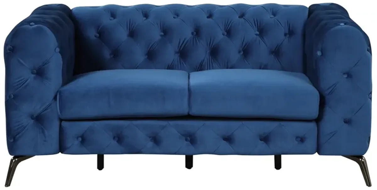 Velvet Upholstered Loveseat Sofa, Modern Loveseat Sofa With Button Tufted Back, 2 Person Loveseat Sofa Couch For Living Room, Bedroom, Or Small Space