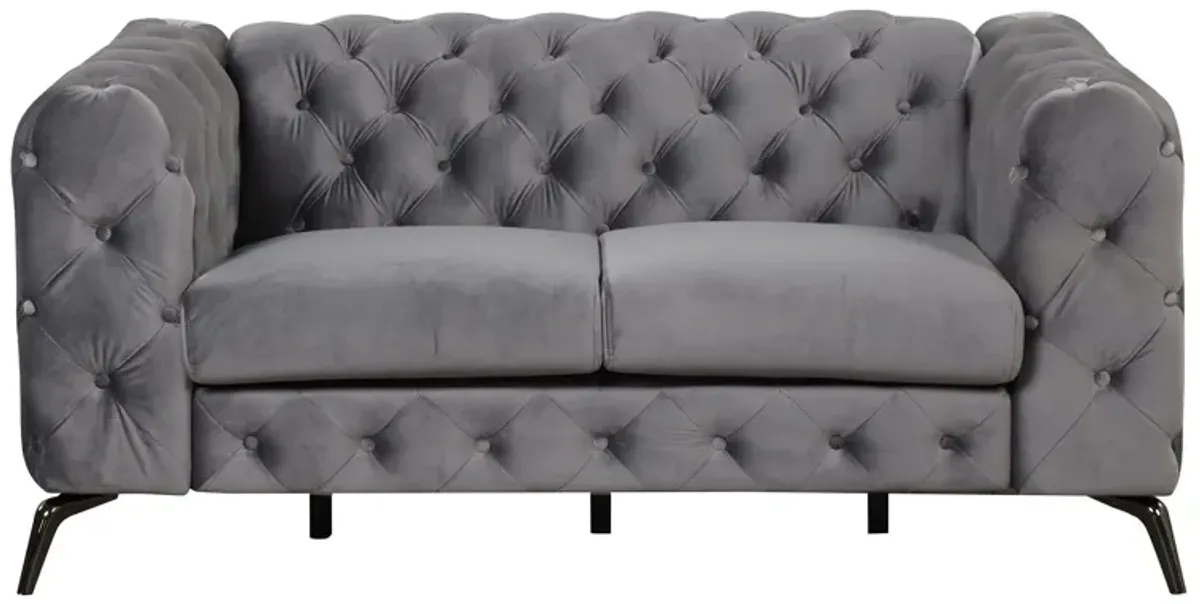 Velvet Upholstered Loveseat Sofa, Modern Loveseat Sofa With Button Tufted Back, 2 Person Loveseat Sofa Couch For Living Room, Bedroom, Or Small Space