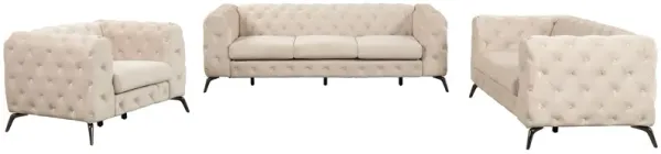 3 Piece Sofa Sets Modern With Sturdy Metal Legs, Velvet Upholstered Couches Sets Including Three Seat Sofa, Loveseat And Single Chair For Living Room Furniture Set