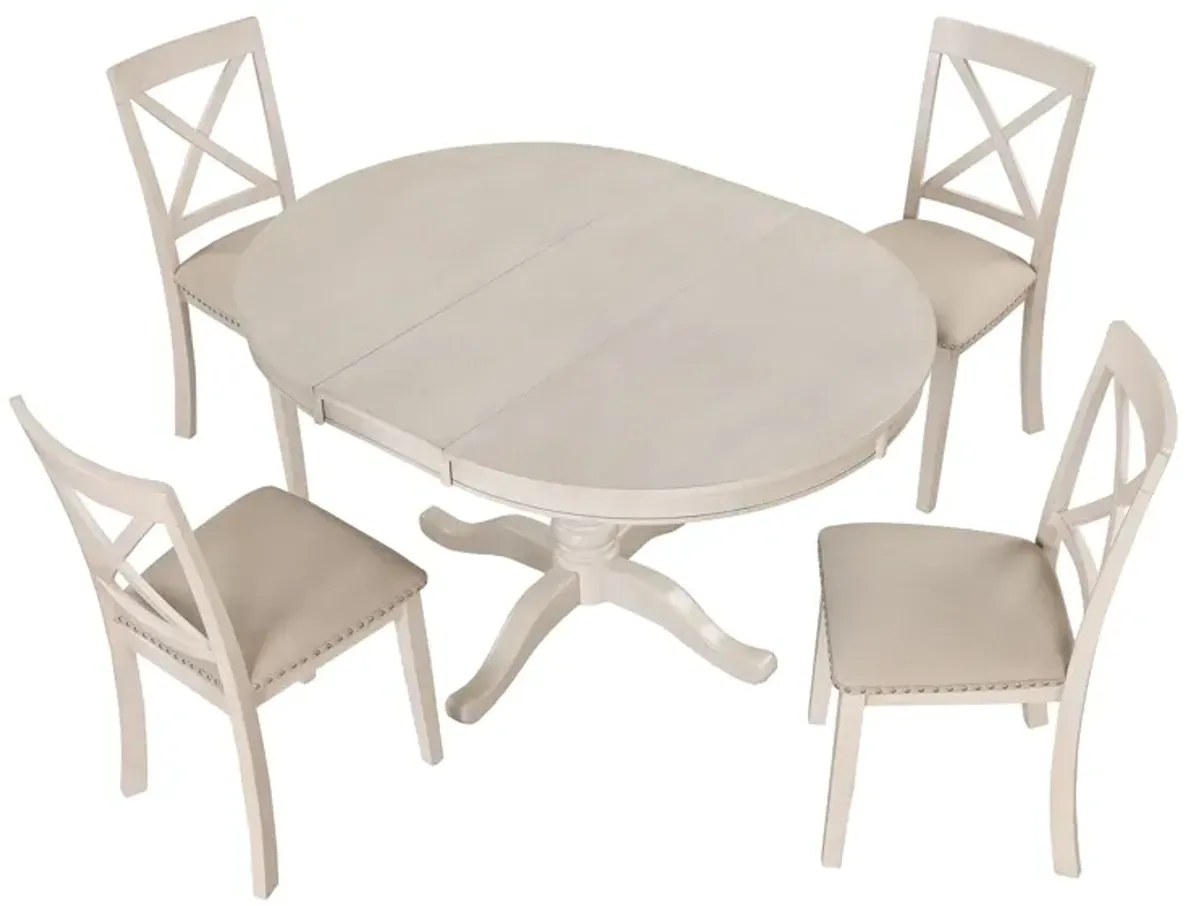 Modern Dining Table Set For 4, Round Table And 4 Kitchen Room Chairs, 5 Piece Kitchen Table Set For Dining Room, Dinette, Breakfast Nook