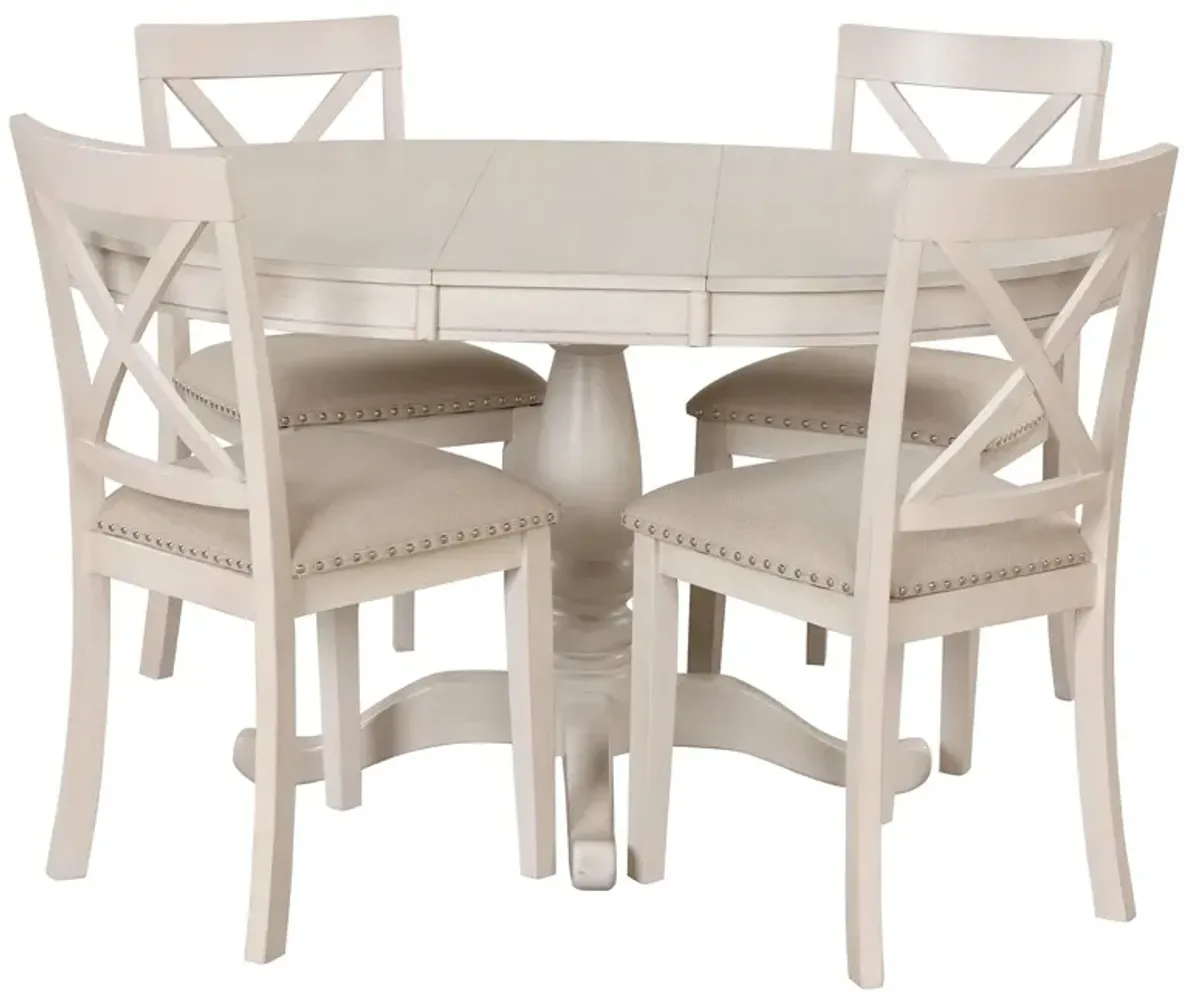 Modern Dining Table Set For 4, Round Table And 4 Kitchen Room Chairs, 5 Piece Kitchen Table Set For Dining Room, Dinette, Breakfast Nook