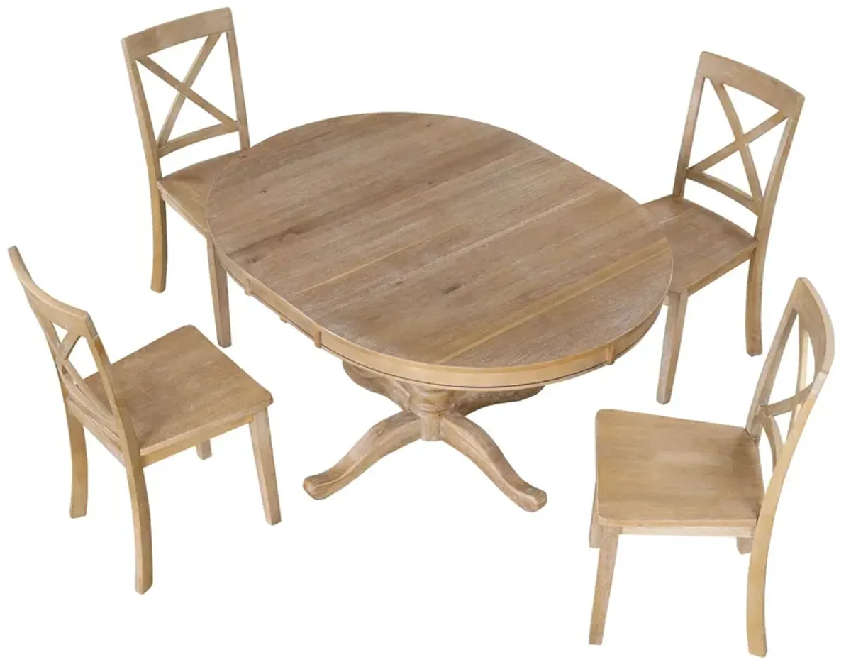 Modern Dining Table Set For 4, Round Table And 4 Kitchen Room Chairs, 5 Piece Kitchen Table Set For Dining Room, Dinette, Breakfast Nook