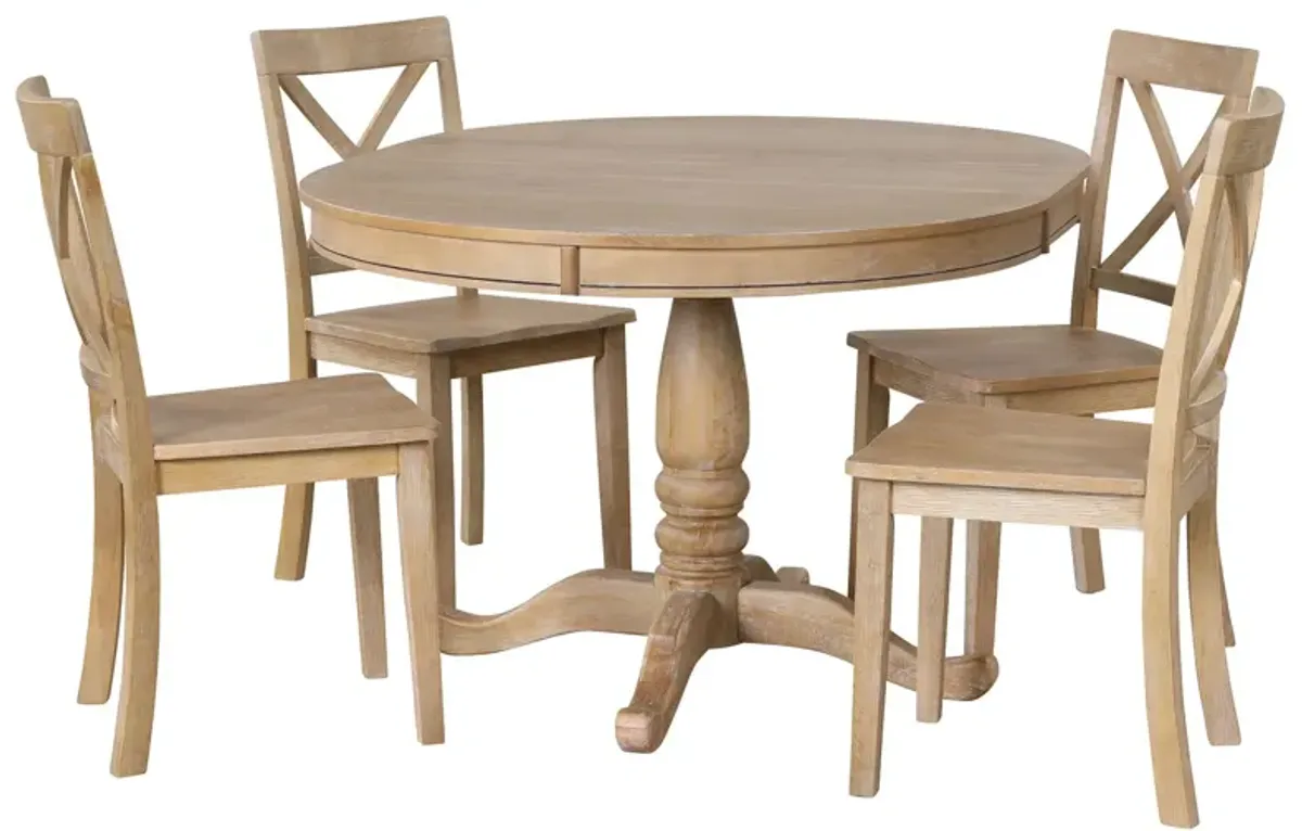 Modern Dining Table Set For 4, Round Table And 4 Kitchen Room Chairs, 5 Piece Kitchen Table Set For Dining Room, Dinette, Breakfast Nook