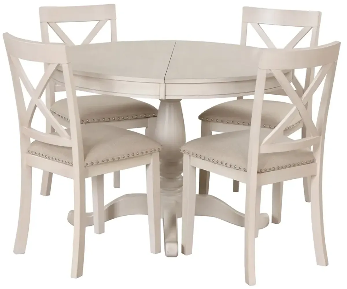 Modern Dining Table Set For 4, Round Table And 4 Kitchen Room Chairs, 5 Piece Kitchen Table Set For Dining Room, Dinette, Breakfast Nook