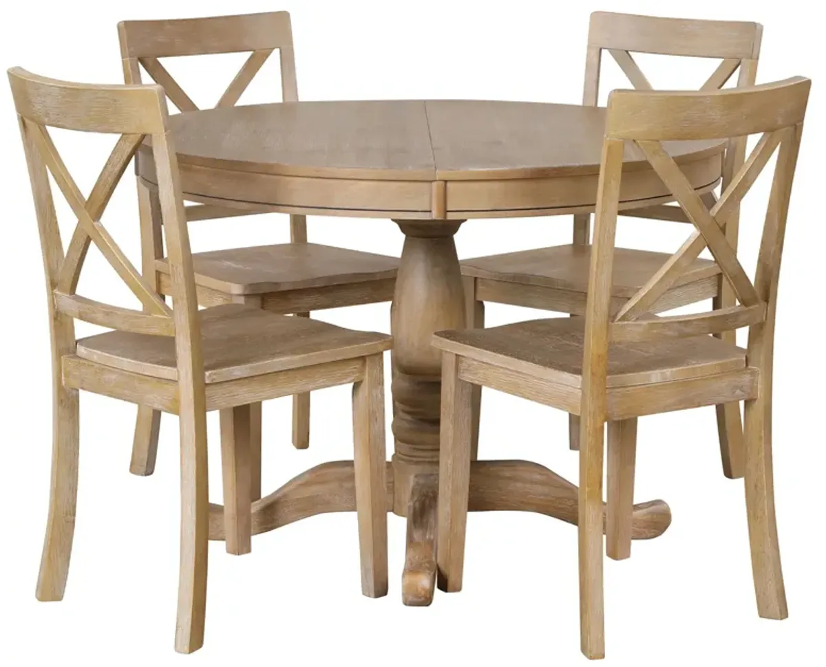 Modern Dining Table Set For 4, Round Table And 4 Kitchen Room Chairs, 5 Piece Kitchen Table Set For Dining Room, Dinette, Breakfast Nook