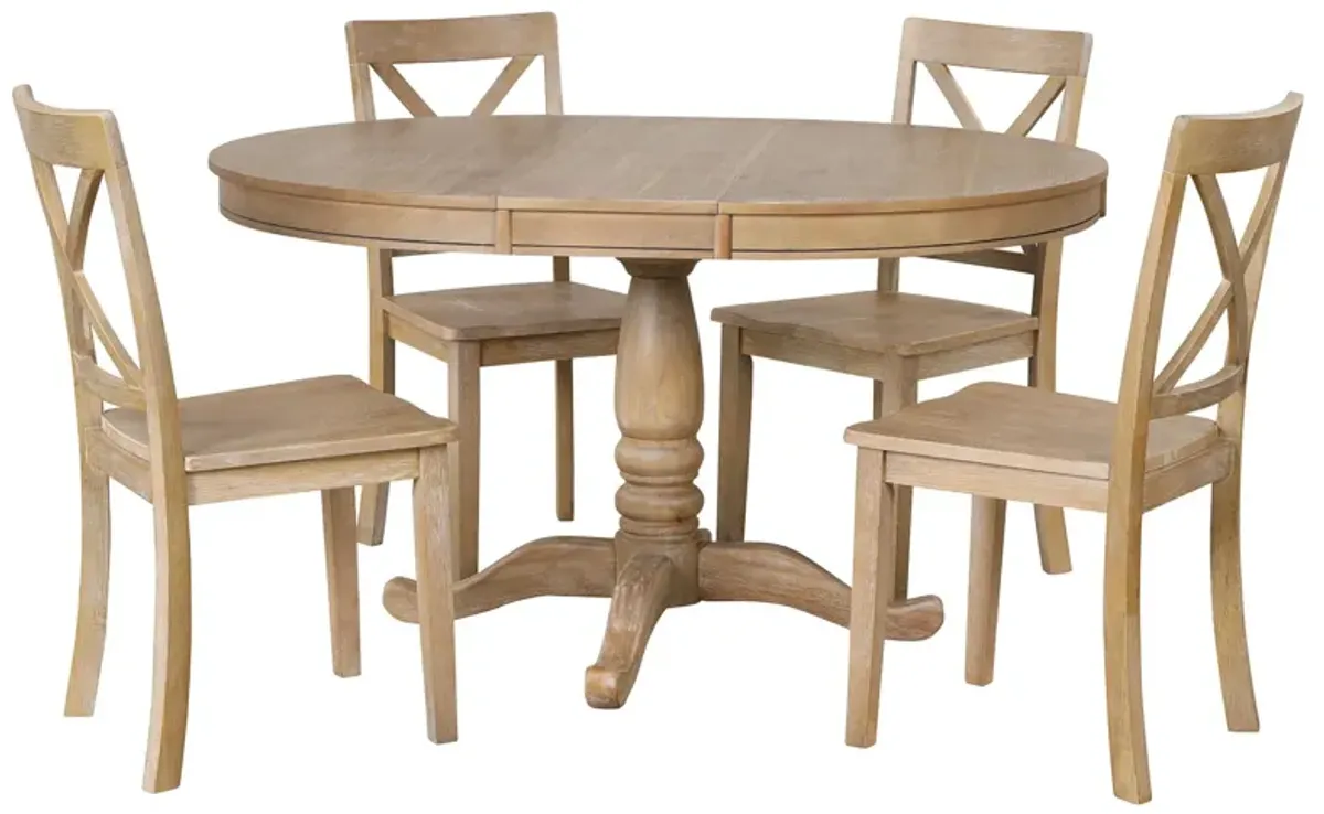 Modern Dining Table Set For 4, Round Table And 4 Kitchen Room Chairs, 5 Piece Kitchen Table Set For Dining Room, Dinette, Breakfast Nook