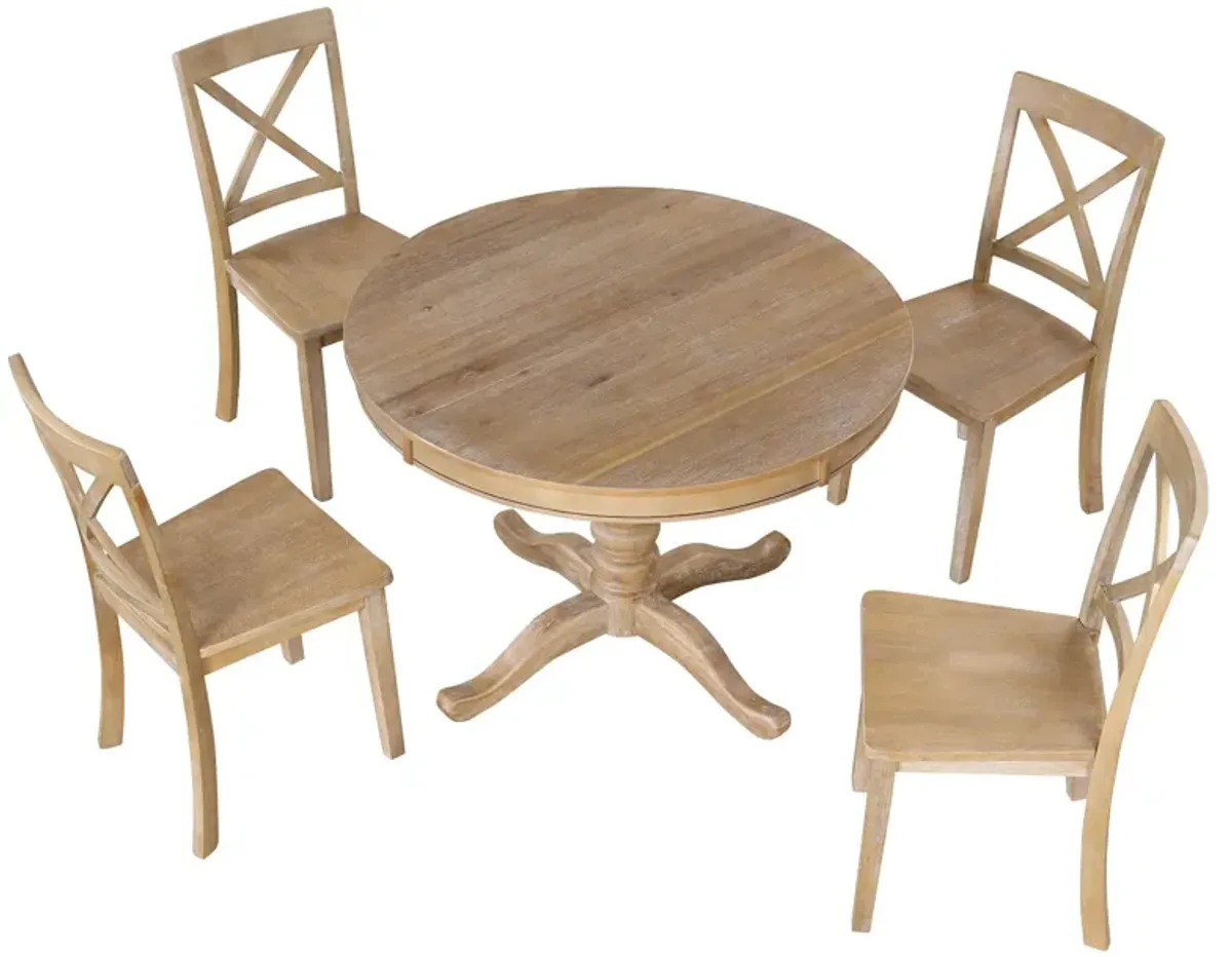 Modern Dining Table Set For 4, Round Table And 4 Kitchen Room Chairs, 5 Piece Kitchen Table Set For Dining Room, Dinette, Breakfast Nook