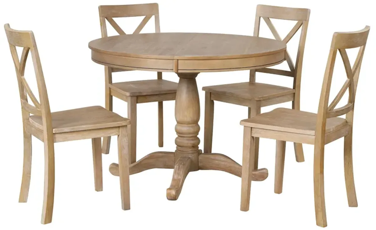 Modern Dining Table Set For 4, Round Table And 4 Kitchen Room Chairs, 5 Piece Kitchen Table Set For Dining Room, Dinette, Breakfast Nook