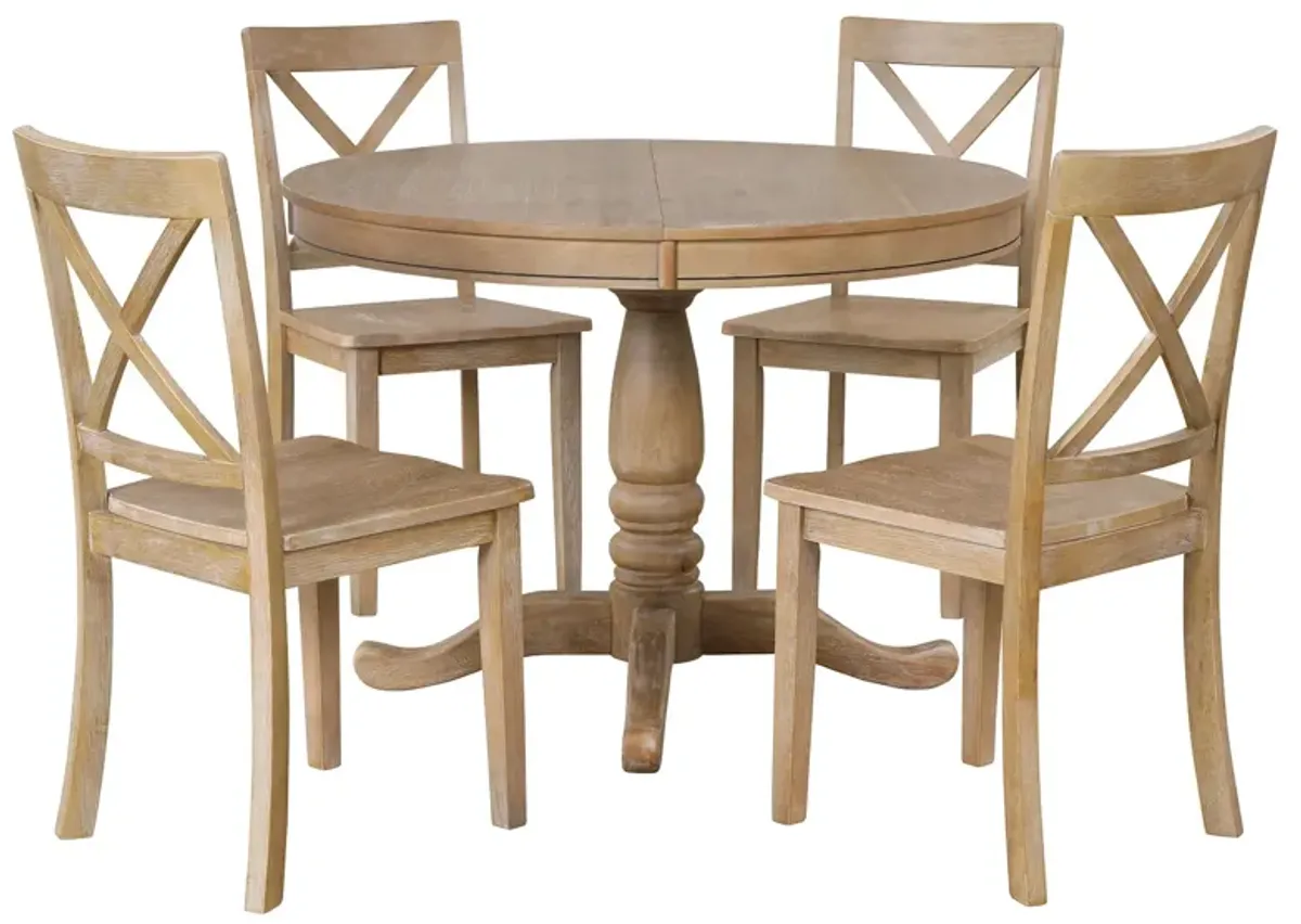 Modern Dining Table Set For 4, Round Table And 4 Kitchen Room Chairs, 5 Piece Kitchen Table Set For Dining Room, Dinette, Breakfast Nook