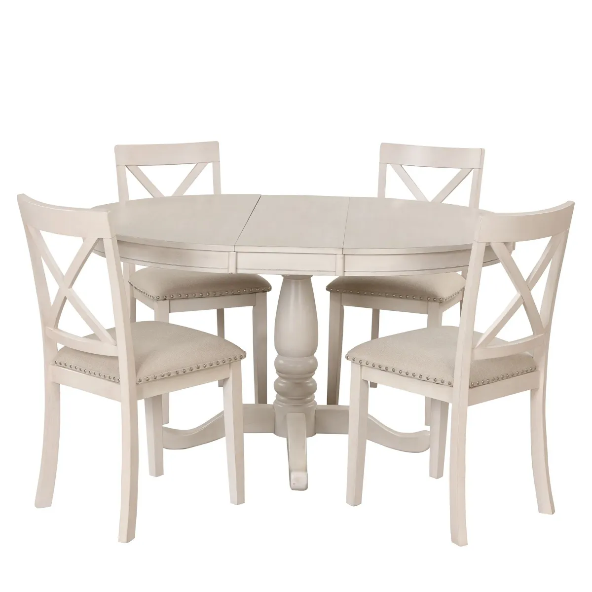 Modern Dining Table Set For 4, Round Table And 4 Kitchen Room Chairs, 5 Piece Kitchen Table Set For Dining Room, Dinette, Breakfast Nook