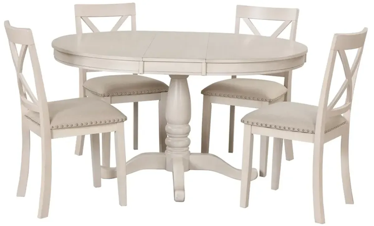 Modern Dining Table Set For 4, Round Table And 4 Kitchen Room Chairs, 5 Piece Kitchen Table Set For Dining Room, Dinette, Breakfast Nook