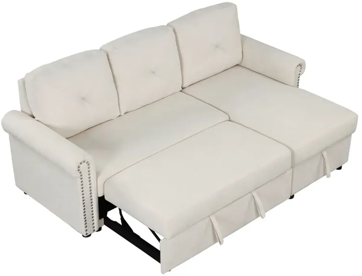 Modern Convertible Sleeper Sofa Bed With Storage Chaise