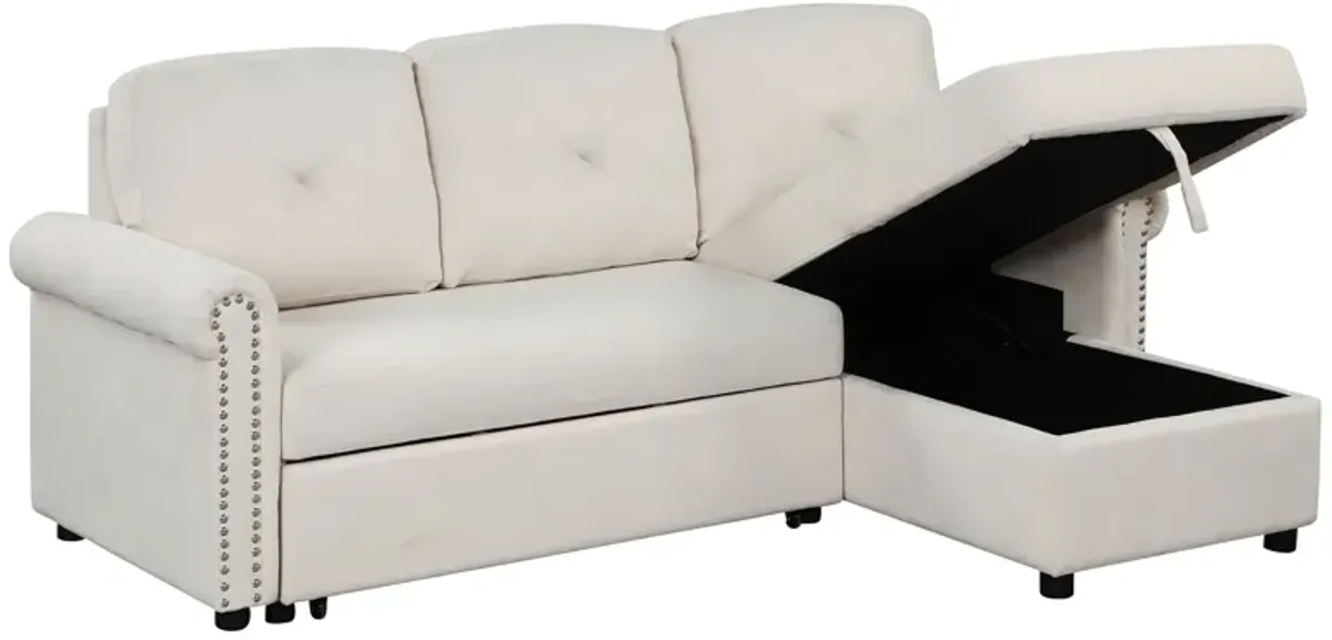 Modern Convertible Sleeper Sofa Bed With Storage Chaise