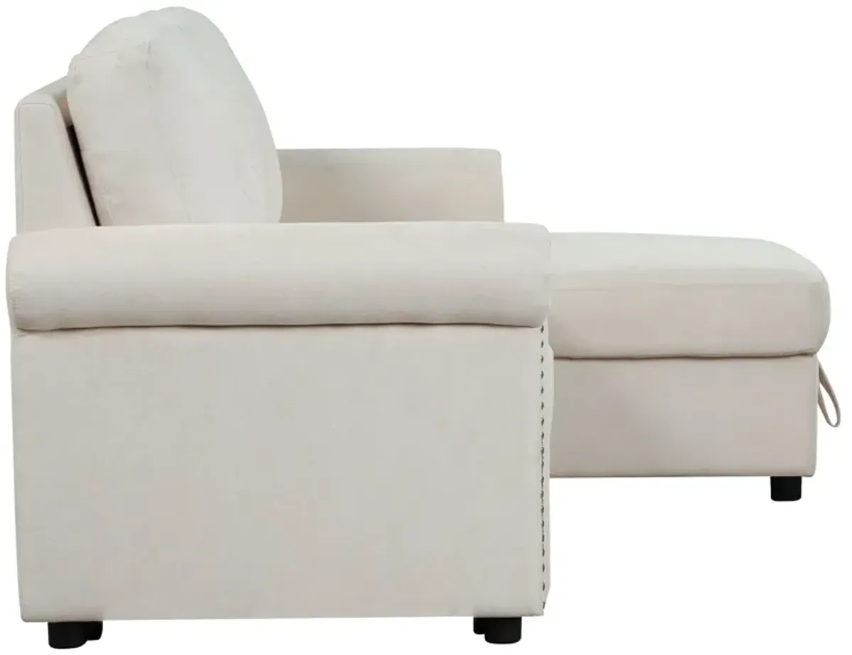 Modern Convertible Sleeper Sofa Bed With Storage Chaise