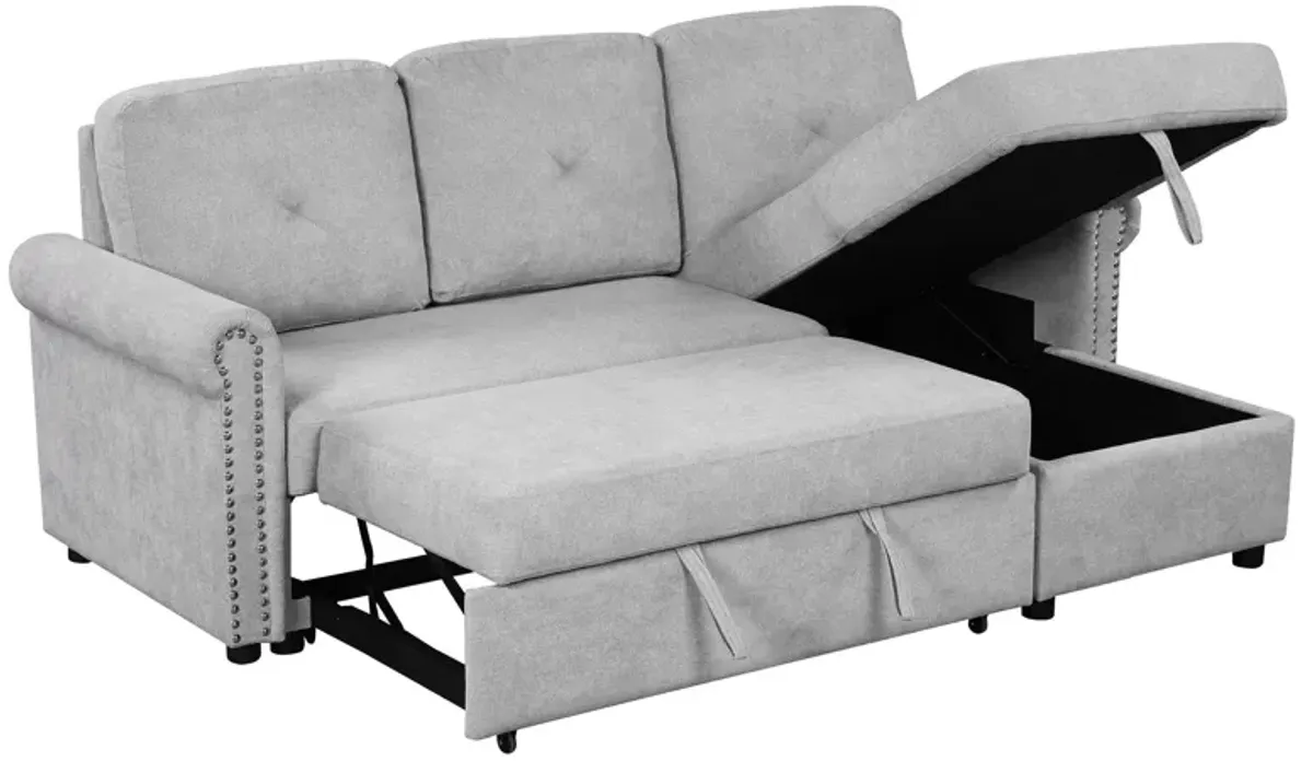 Modern Convertible Sleeper Sofa Bed With Storage Chaise