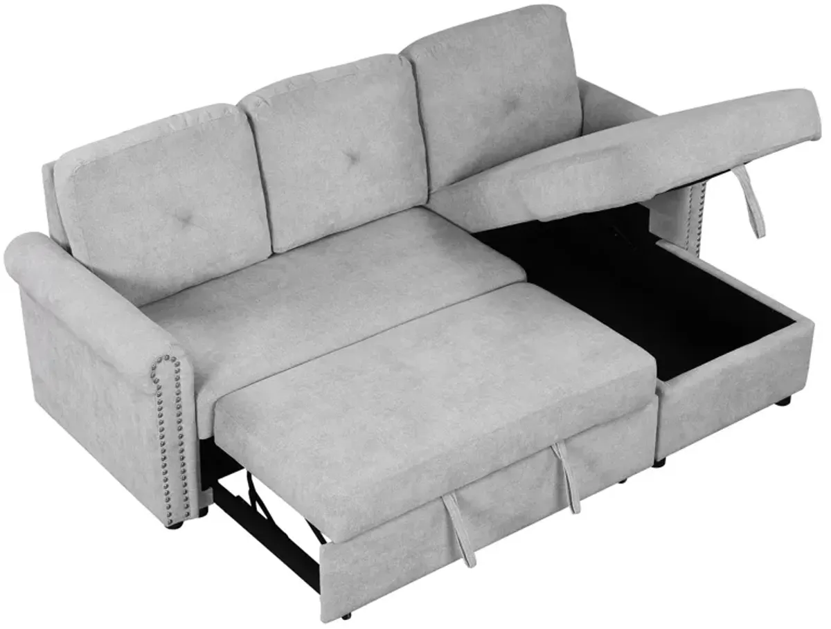 Modern Convertible Sleeper Sofa Bed With Storage Chaise