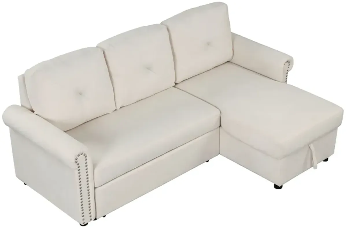 Modern Convertible Sleeper Sofa Bed With Storage Chaise