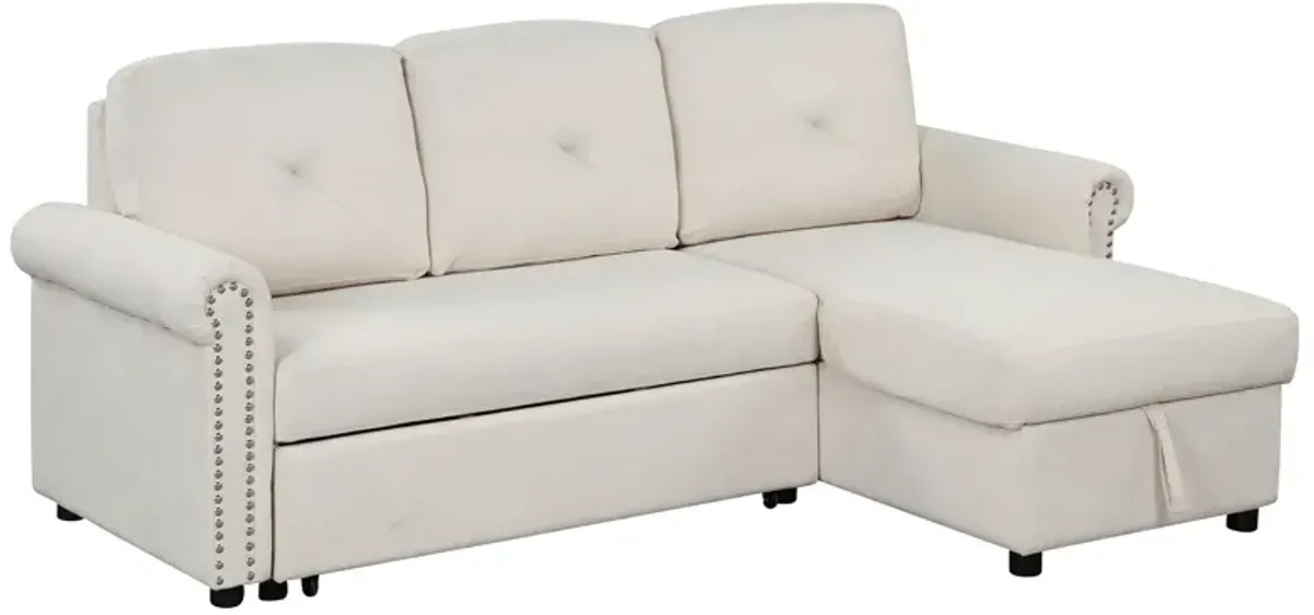 Modern Convertible Sleeper Sofa Bed With Storage Chaise