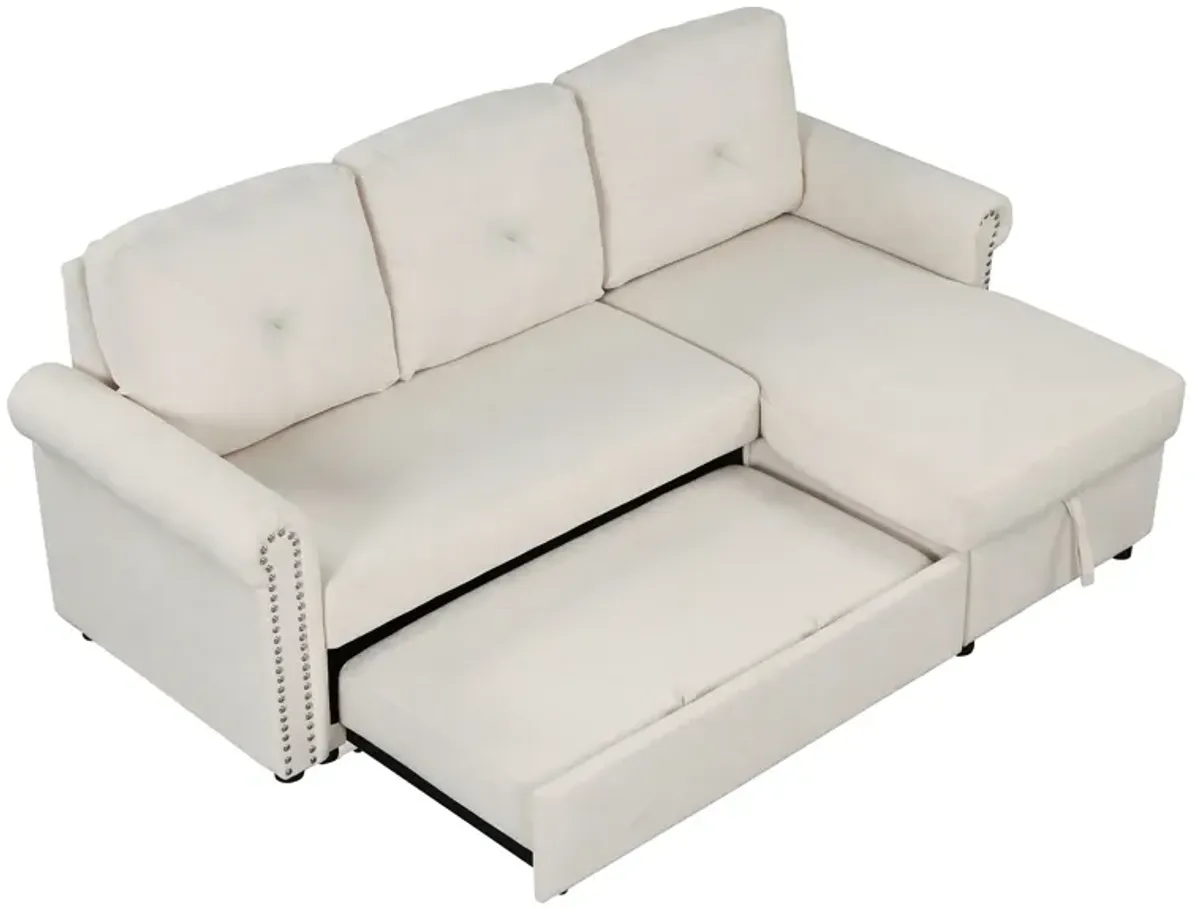 Modern Convertible Sleeper Sofa Bed With Storage Chaise