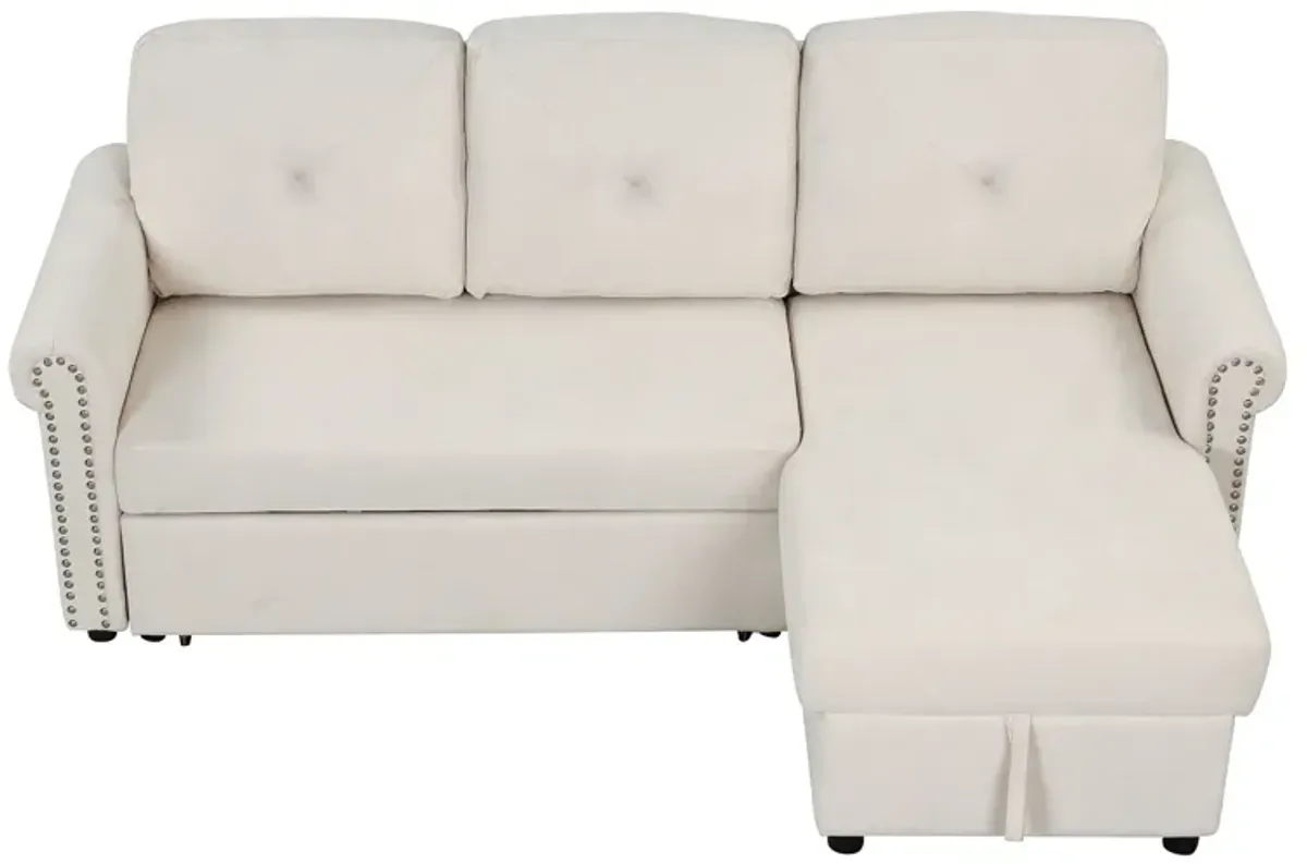 Modern Convertible Sleeper Sofa Bed With Storage Chaise