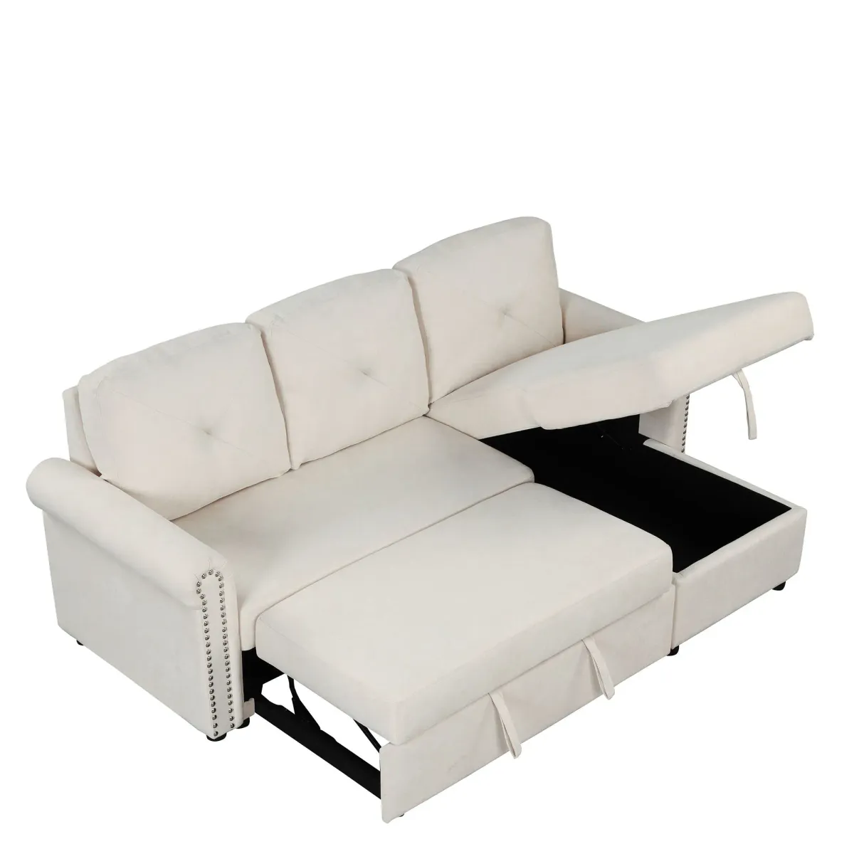 Modern Convertible Sleeper Sofa Bed With Storage Chaise