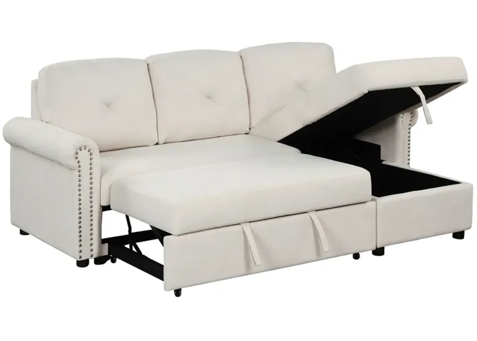 Modern Convertible Sleeper Sofa Bed With Storage Chaise