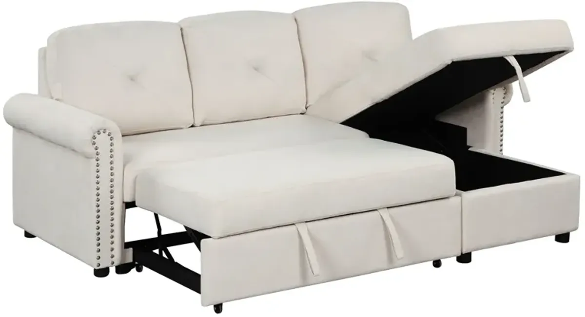 Modern Convertible Sleeper Sofa Bed With Storage Chaise