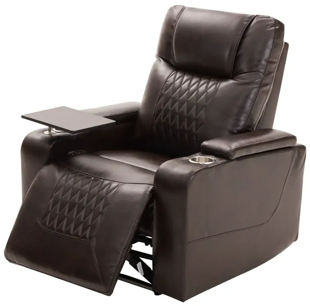 Power Motion Recliner With USB Charging Port And Hidden Arm Storage 2 Convenient Cup Holders Design And 360 Degree Swivel Tray Table