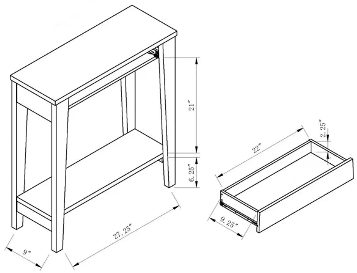 Home, Elegant Console Table, Display Table With Drawer And Bottom Shelf - Distressed Gray / Black