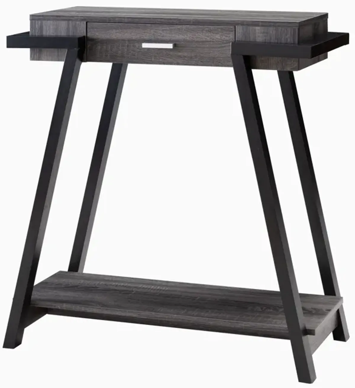 Modern Hallway Display Table With Drawer & Bottom Shelve - Distressed Gray / Black